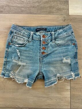 Imperial Star Light Wash Distressed Jean Shorts